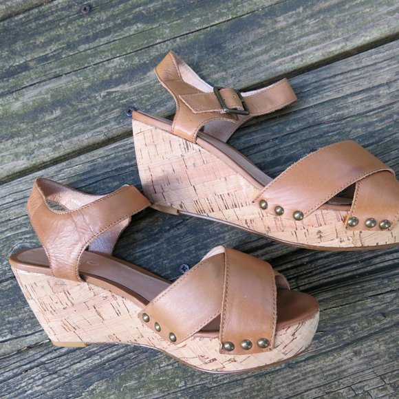 ALDO Tan Leather Platform Sandals size 7 - Picture 2 of 4